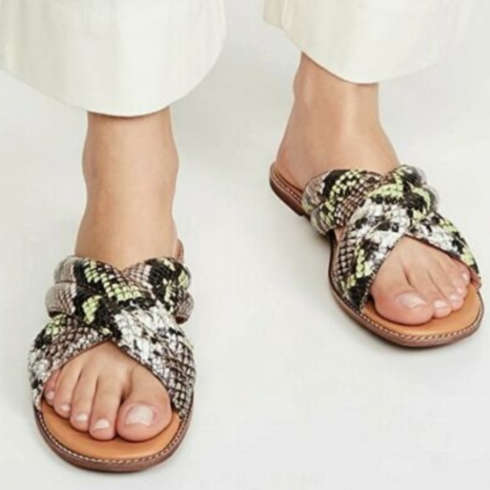 Madewell The Skyler Slide Sandal in Snake Embossed Leather